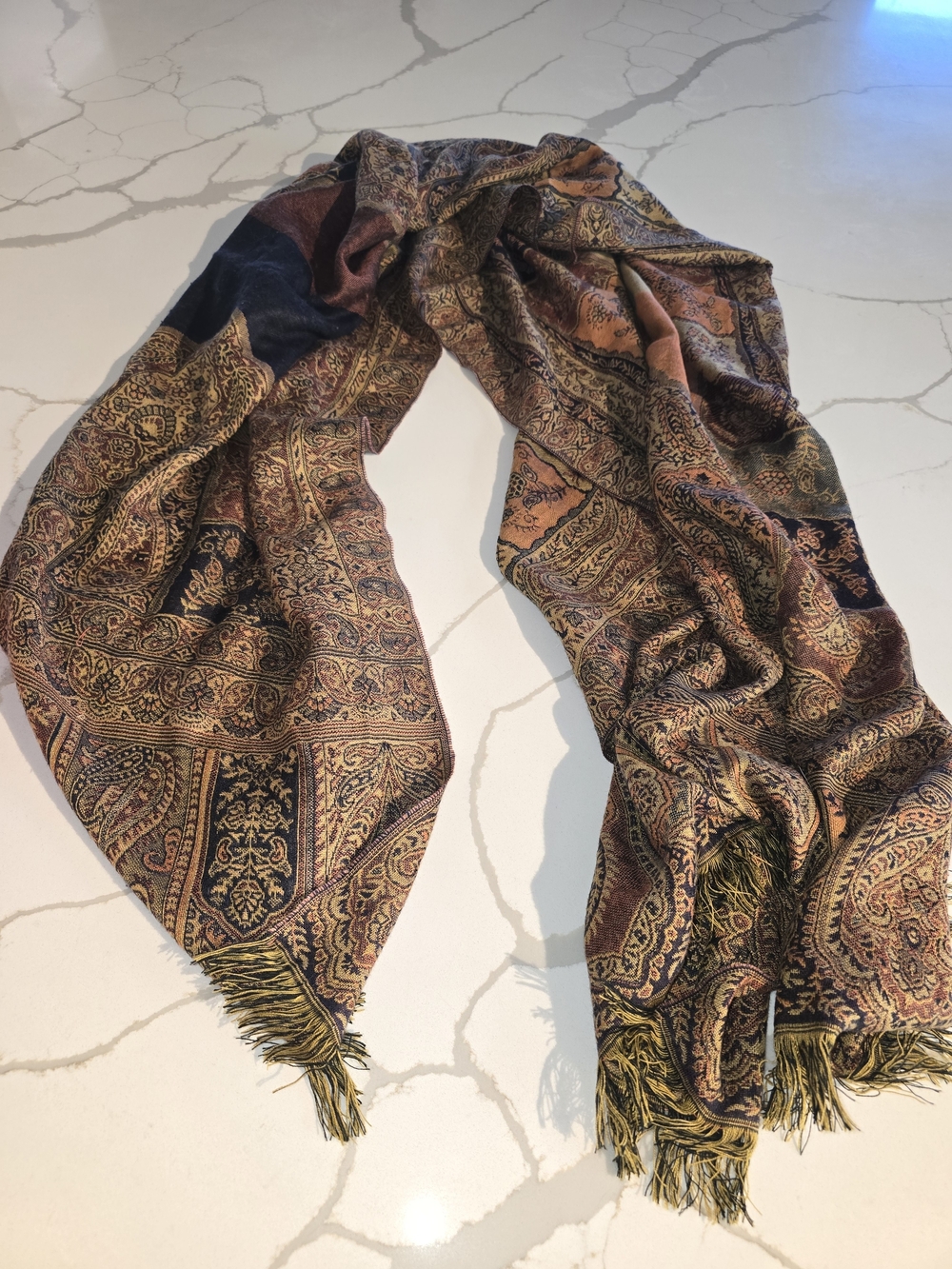 Womens Paisley Fringe Scarf - Multi-Color